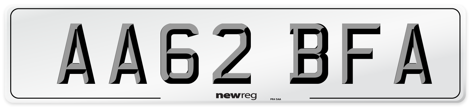 AA62 BFA Number Plate from New Reg